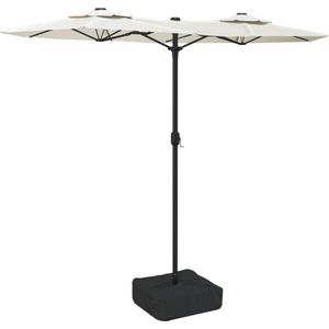 VidaXL Dubbele Parasol met LED's 316x240 cm - Zandwit