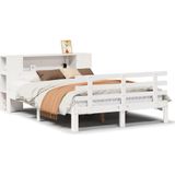 vidaXL - Bed - met - boekenkast - zonder - matras - grenenhout - witx200 - cm