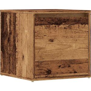 vidaXL Opbergbox met lade 40,5x40x40 cm bewerkt hout oud houtkleurig