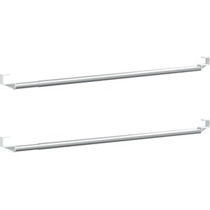 vidaXL Gordijnrails 2 st 60-105 cm aluminium wit en zilverkleurig