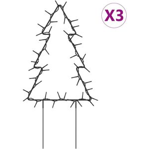 vidaXL Kerstverlichting kerstboom 3 st met grondpinnen 50 LED's 30 cm