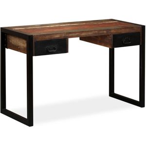 vidaXL Bureau met 2 lades 120x50x76 cm massief gerecycled hout