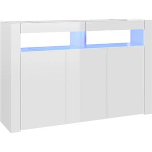 vidaXL Dressoir met LED-verlichting 115,5x30x75 cm hoogglans wit