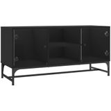 vidaXL-Tv-meubel-met-glazen-deuren-102x37x50-cm-zwart