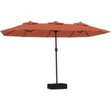 vidaXL Parasol dubbel dak met LED 449x245 cm terracottakleurig