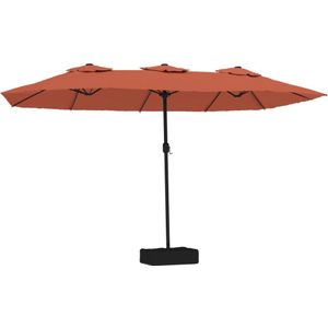 vidaXL Parasol dubbel dak met LED 449x245 cm terracottakleurig