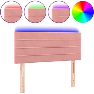 vidaXL Hoofdbord LED 80x5x78/88 cm fluweel roze