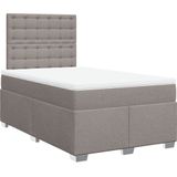 vidaXL Boxspring met matras stof taupe 120x190 cm