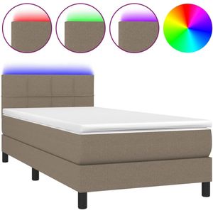 vidaXL Boxspring met matras en LED stof taupe 80x200 cm