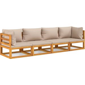 vidaXL 4-delige Loungeset met kussens massief hout taupe