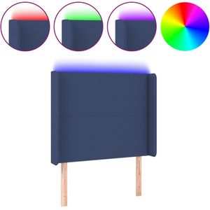vidaXL Hoofdbord LED 83x16x118/128 cm stof blauw