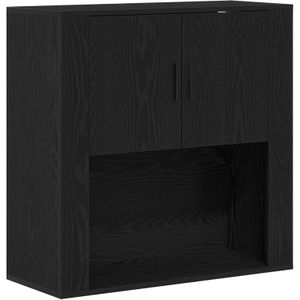 vidaXL Wandkast Zwart Eiken 80x33x80 cm Bewerkt Hout