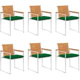 vidaXL Tuinstoelen 6 st met kussens massief acaciahout