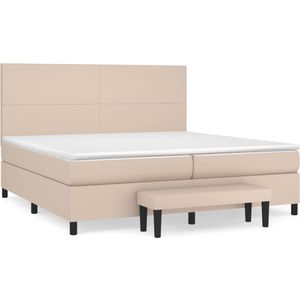 vidaXL Boxspring met matras kunstleer cappuccinokleurig 200x200 cm