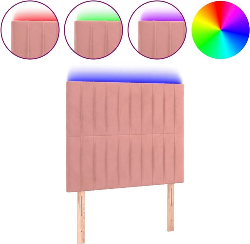 vidaXL Hoofdbord LED 80x5x118/128 cm fluweel roze