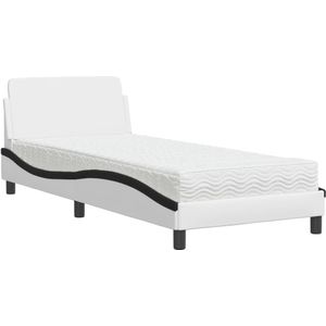vidaXL - Bed - met - matras - kunstleer - zwart - en - witx200 - cm