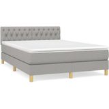 VidaXL Boxspring met Matras Stof Lichtgrijs 140x200 cm