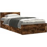 vidaXL Bedframe met hoofdeinde bewerkt hout gerookt eiken 100x200 cm