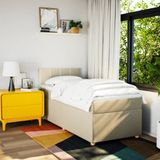 vidaXL Boxspring met matras stof crèmekleurig 90x200 cm