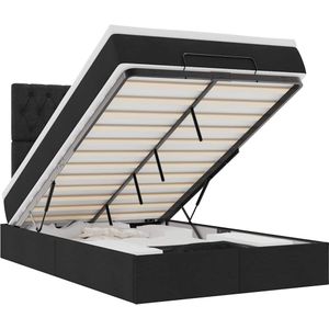 vidaXL Ottoman bed met matras 120x190 cm stof zwart