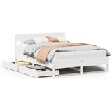 vidaXL Bedframe zonder matras massief grenenhout wit 135x190 cm