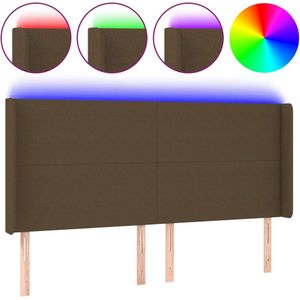 vidaXL Hoofdbord LED 203x16x118/128 cm stof donkerbruin