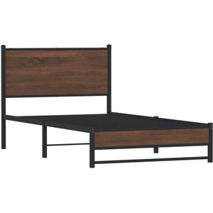 vidaXL Bedframe zonder matras metaal bruin eikenkleurig 107x203 cm