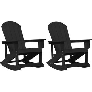 vidaXL Adirondack Schommelstoelen 2 pcs Zwart 73.5 x 92 x 90 cm HDPE