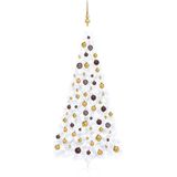 vidaXL Kunstkerstboom met verlichting en kerstballen half 240 cm wit