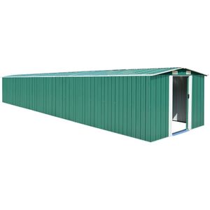 VidaXL Tuinschuur 257x779x181 cm Gegalvaniseerd Staal Groen