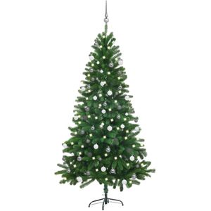 vidaXL Kunstkerstboom met verlichting en kerstballen 180 cm groen