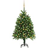 vidaXL Kunstkerstboom met verlichting en kerstballen 120 cm groen