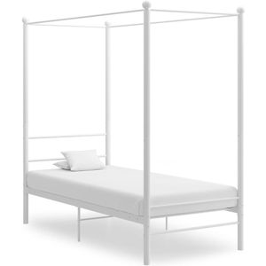vidaXL - Hemelbedframe - Wit - Gepoeerdercoat Metaal