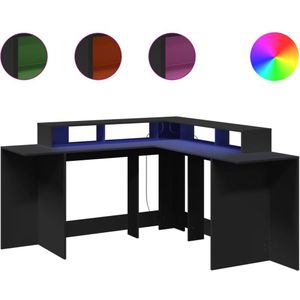 vidaXL Bureau met LED-verlichting 152x152x91 cm bewerkt hout zwart