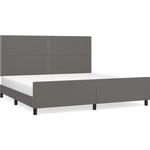 vidaXL-Bedframe-met-hoofdbord-kunstleer-grijs-200x200-cm