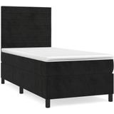 vidaXL Boxspring met matras fluweel zwart 100x200 cm