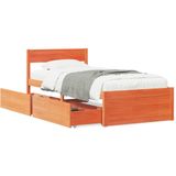 vidaXL Bedframe zonder matras massief grenenhout wasbruin 75x190 cm