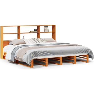 vidaXL Bed met boekenkast zonder matras hout wasbruin 180x200 cm