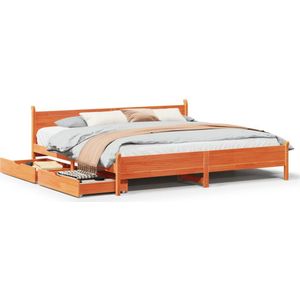 vidaXL Bedframe zonder matras massief grenenhout wasbruin 180x200 cm