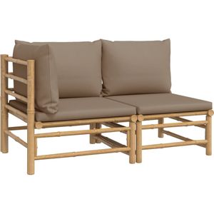 vidaXL 2-delige Loungeset met kussens bamboe taupe