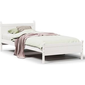 vidaXL - Bedframe - zonder - matras - massief - grenenhout - witx190 - cm