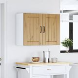vidaXL - Keukenwandkast - Lucca - bewerkt - hout - artisanaal - eikenkleur