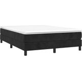 vidaXL Boxspring met matras fluweel zwart 140x200 cm