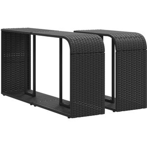 vidaXL Opbergschappen 2 st poly rattan zwart