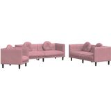vidaXL 3-delige Loungeset met kussens fluweel roze