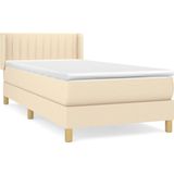 vidaXL Boxspring met matras stof crèmekleurig 80x200 cm