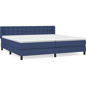 vidaXL Boxspring met matras stof blauw 200x200 cm