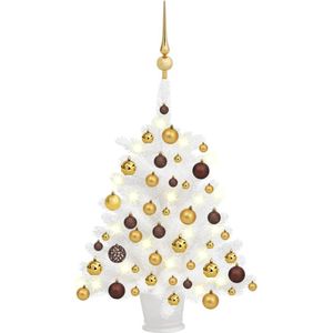 vidaXL Kunstkerstboom met verlichting en kerstballen 65 cm wit