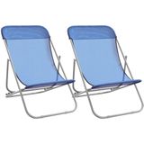 VidaXL Strandstoelen - 2 st Textileen en Gepoedercoat Staal - Blauw