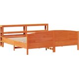 vidaXL Bedframe zonder matras massief grenenhout wasbruin 180x200 cm
